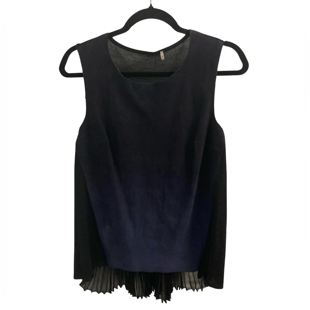 Elie Tahari Navy Blue Suede Sleeveless Top Size S